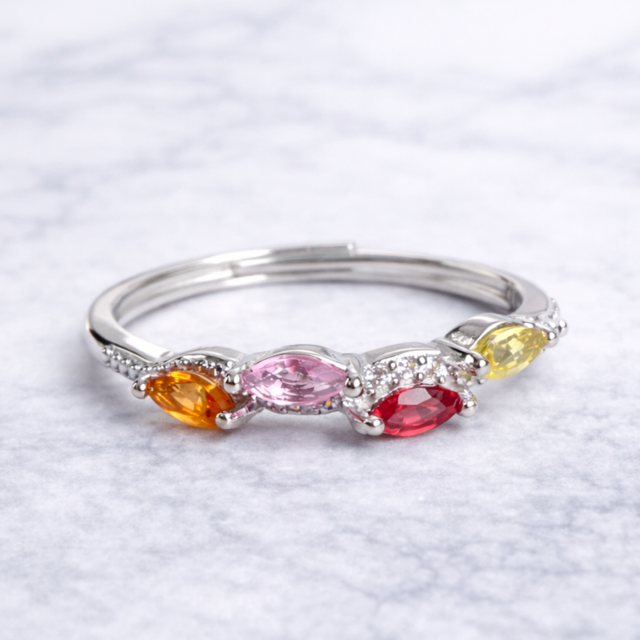 【高見えする】上質な輝き マルチカラーサファイア フリーサイズリング マーキス　SILVER925｜華やかで個性的なカラージュエリー (コピー)